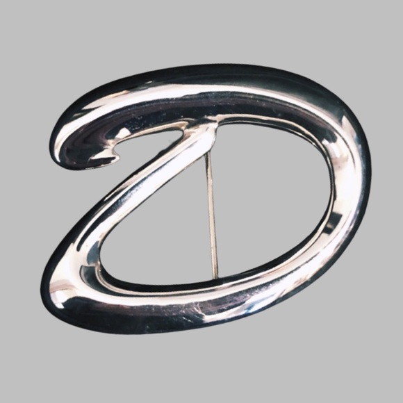VTG 70’s - Solid 925 Sterling Silver Monogram Brooch Pin - Picture 3 of 4
